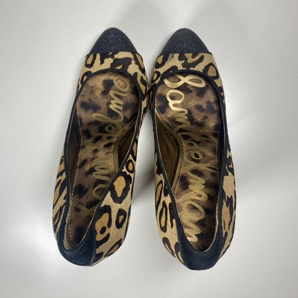 Sam Edelman Women Shoes Frances Leopard High Heels Sparkle Leather Brown Sz 7 - Picture 9 of 14